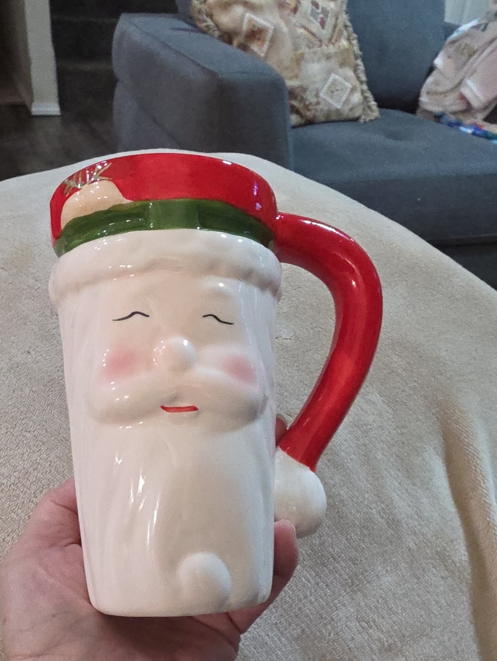 Michaels Santa Face Ceramic Mug in Red, White & Green